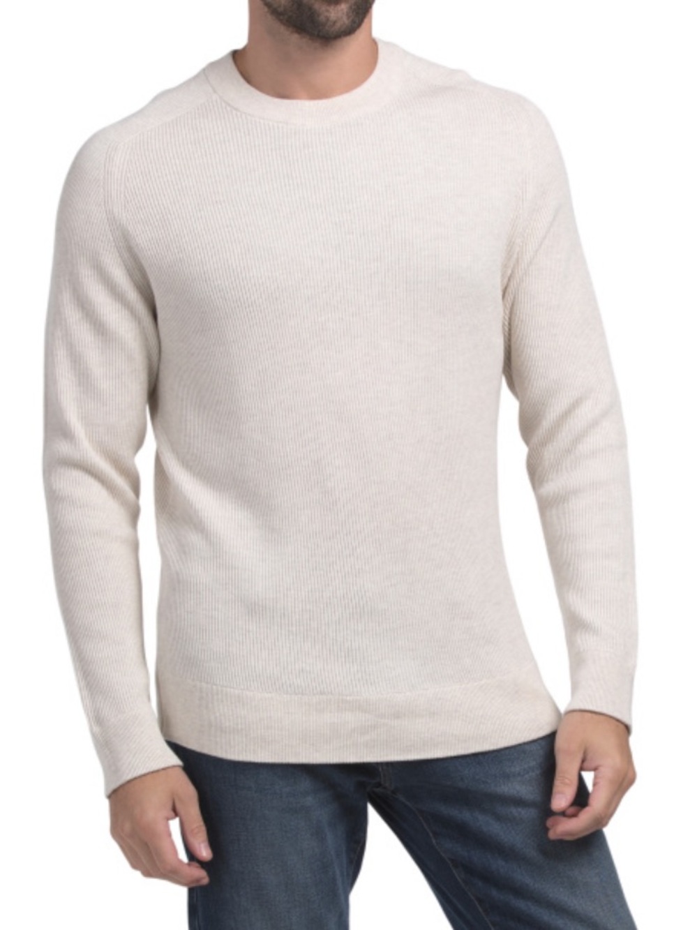 NN07 Men's Crewneck Ribbed Sweater -Ivory